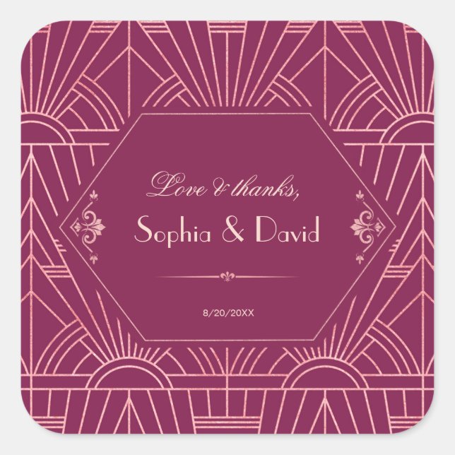 Adesivo Quadrado Excelente Rosa Cooper 1920 Gatsby (Frente)