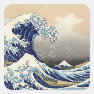 Adesivo Quadrado Excelente Wave Kanagawa - Pintura Japonesa