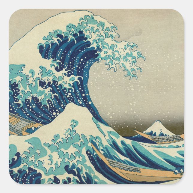 Adesivo Quadrado Excelente Wave off Kanagawa & Japonês Art /Japão (Frente)