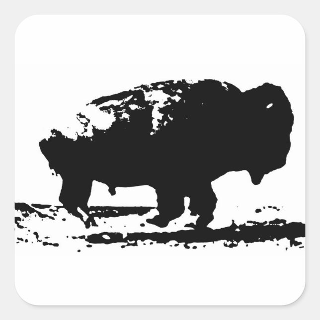 Adesivo Quadrado Executando Buffalo Bison Pop Art (Frente)