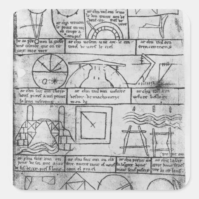 Adesivo Quadrado Exemplar de fax de figuras geométricas (Frente)