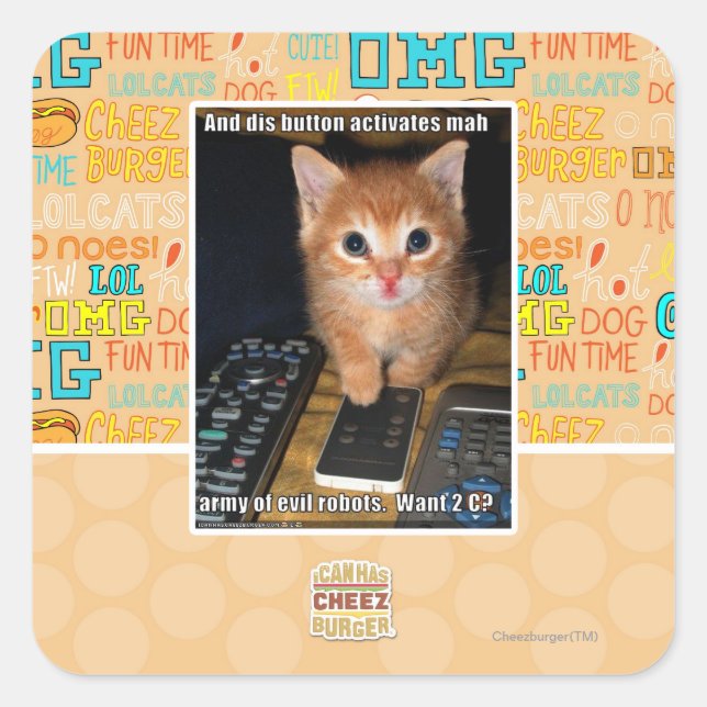 Adesivo Quadrado Exército de Robôs Mau (Frente)