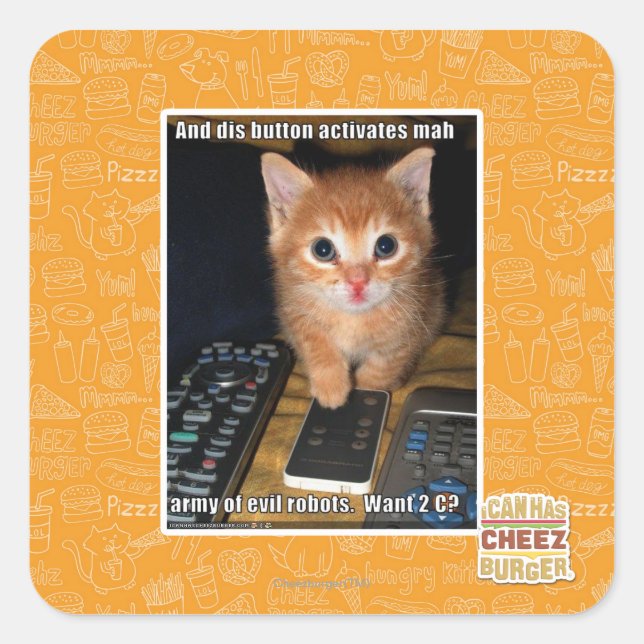 Adesivo Quadrado Exército de Robôs Mau (Frente)