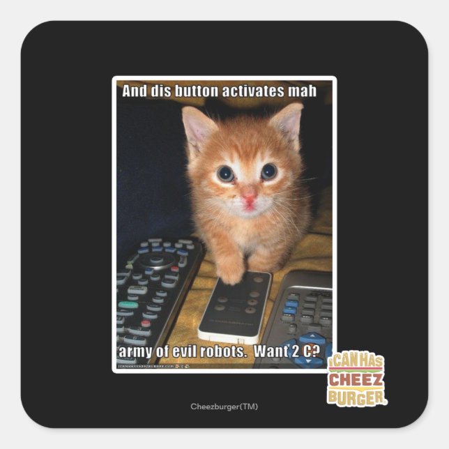 Adesivo Quadrado Exército de robôs maus (Frente)