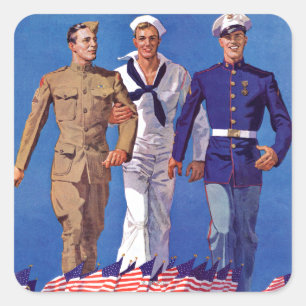 Adesivo Quadrado Exército, Marinho e Marines