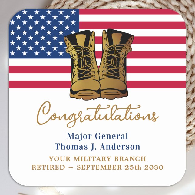 Adesivo Quadrado Exército Militar retira partido americano (Criador carregado)