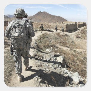 Adesivo Quadrado Exército nacional afegão e soldados dos E.U.