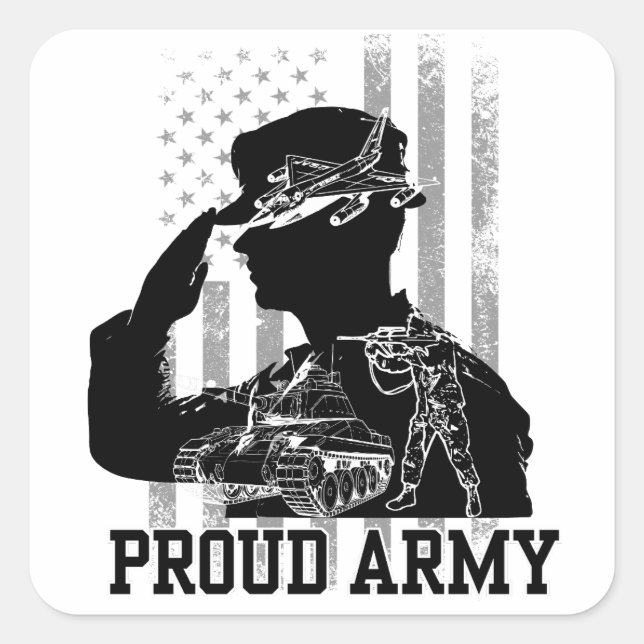 Adesivo Quadrado Exército orgulhoso (Frente)