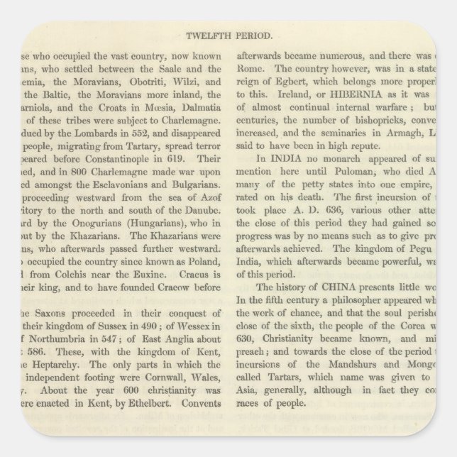 Adesivo Quadrado Exibindo o Império de Charlemagne 814 AD 2 (Frente)