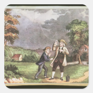 Adesivo Quadrado Experiência de Franklin em eletricidade