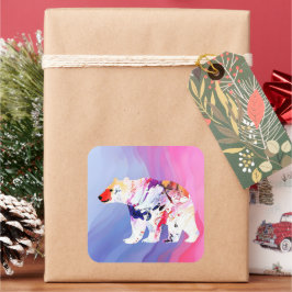 Adesivo Quadrado Explorador Ártico Pastel em Aquarela