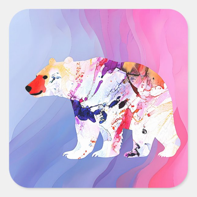 Adesivo Quadrado Explorador Ártico Pastel em Aquarela (Frente)