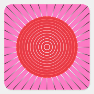 Adesivo Quadrado Explosão Sunística Geométrica Moderna - Fuchsia