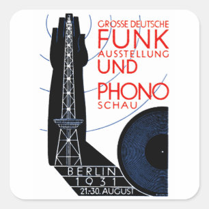 Adesivo Quadrado Expo de Música e Rádio Alemão de 1931