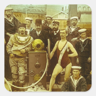 Adesivo Quadrado Exposição Real Naval 1891 Lanterna Mágica Slide