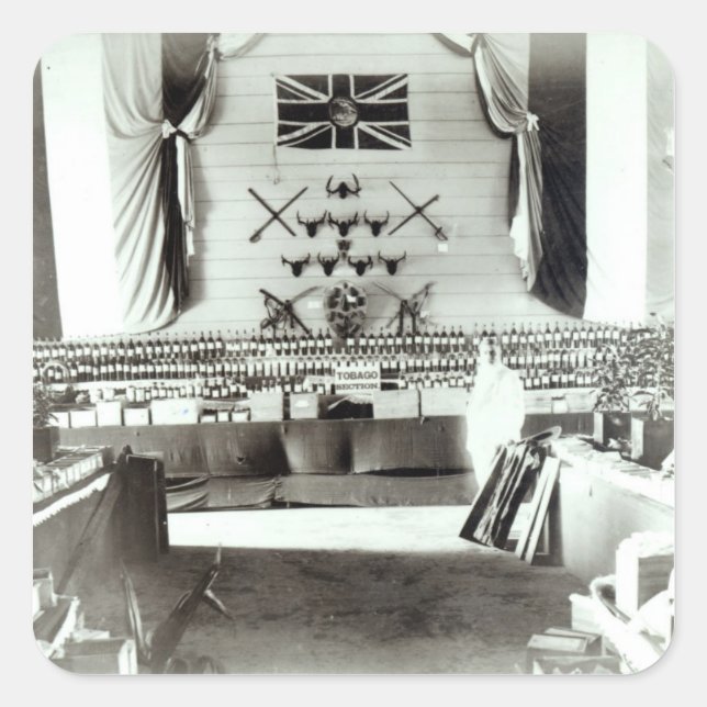 Adesivo Quadrado Exposição Trinidad e Tobago, 1890 (Frente)