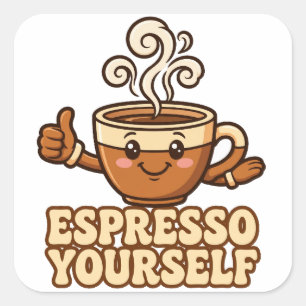 Adesivo Quadrado Expresse-se — Sticker de Café Matinal Estoico