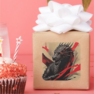 Adesivo Quadrado Expressionismo do Abstrato Dragão