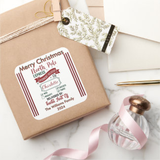 Adesivo Quadrado Expresso do Polo Norte para Desejos de Feliz