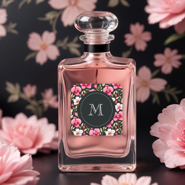 Adesivo Quadrado Exquisite Colorful Botanical Pink Orchid & Roses (Exquisite Colorful Botanical Pink Orchid & Roses Design Square Sticker.)