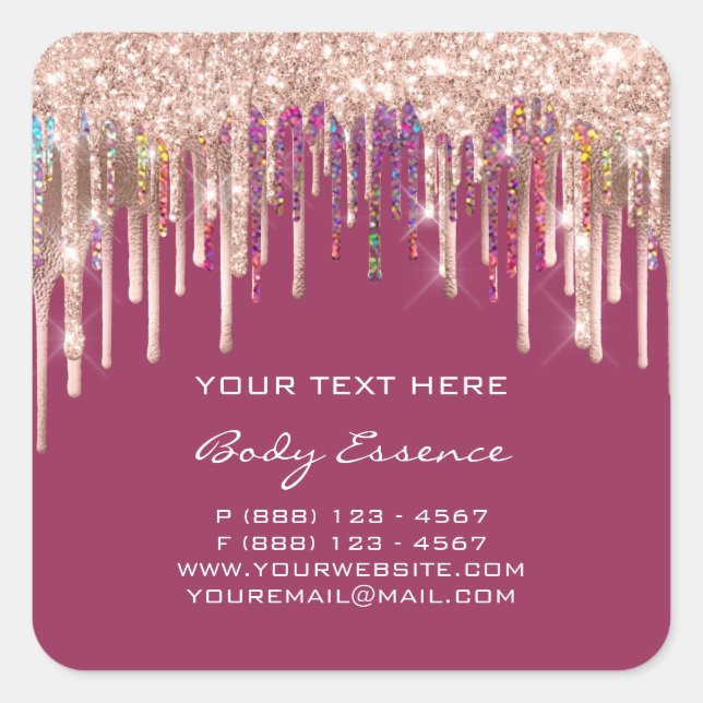 Adesivo Quadrado Extrato holográfico de maquilhagem - Rosa (Frente)