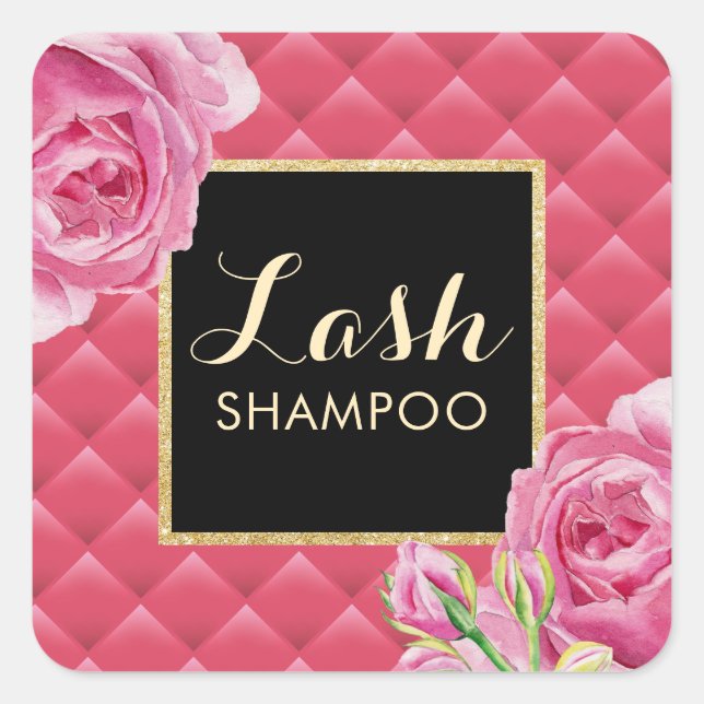 Adesivo Quadrado Eyelash Extension Lash Cleaner Lux Rosa Floral (Frente)