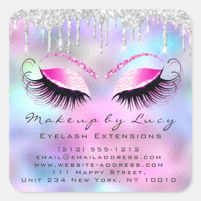 Adesivo Quadrado Eyelash Extension Makeup Beauon Salon Pink Ombre (Frente)