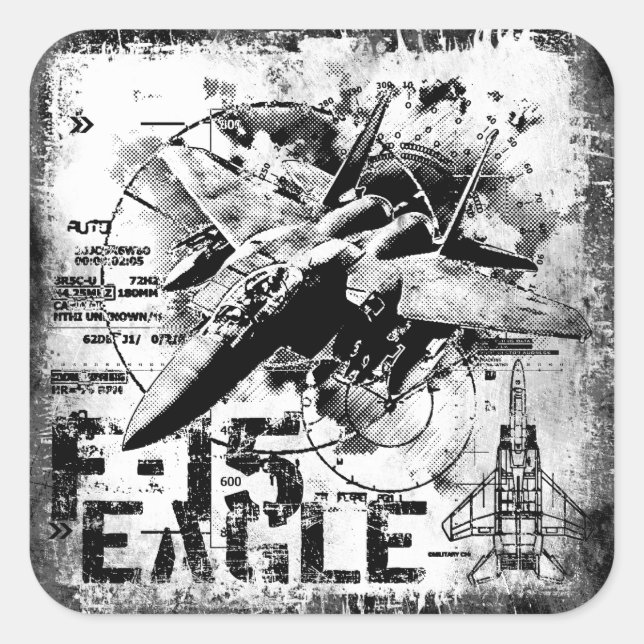 Adesivo Quadrado F-15 Eagle Square Sticker (Frente)