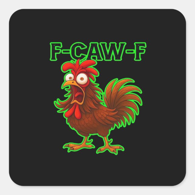 Adesivo Quadrado F-Caw-F Chicken Classic Retro Graphic (Frente)