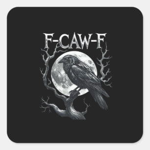 Adesivo Quadrado F-Caw-F Corvo Lua Gótico Halloween Corvo Pássaro A