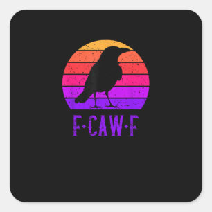 Adesivo Quadrado F-Caw-F Corvo Pássaro Retro Pôr do Sol Vintage F-C