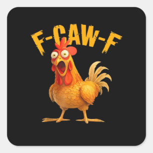 Adesivo Quadrado F-Caw-F Frango Clássico Estilo Retro