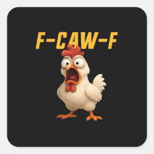 Adesivo Quadrado F-Caw-F Frango Frango Engraçado F-Caw-F Engrenagem