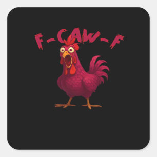 Adesivo Quadrado F Caw F Humor de Frango Criativo Estilo Casual Div
