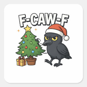 Adesivo Quadrado F-caw-f Natal Raven Crow Xmas Memória de Árvore