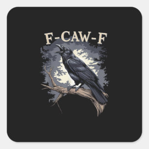 Adesivo Quadrado F Caw F Pássaro Engraçado Corvo Design Criativo Ca