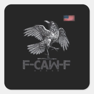 Adesivo Quadrado F-Caw-F Vaca Pássaro Engraçado Bandeira Vintage EU
