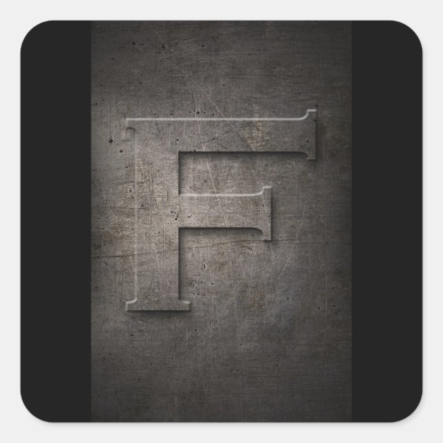 Adesivo Quadrado F Monogramas de metal (Frente)