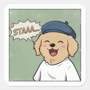 Adesivo Quadrado Fã K-Pop STAAA Cachorrinho Perdido Piada Interna