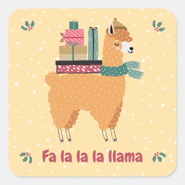 Adesivo Quadrado Fa la la lama Holiday Sticker (Frente)