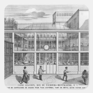 Adesivo Quadrado Fábrica de cartuchos de espingarda, Usine Chaudun