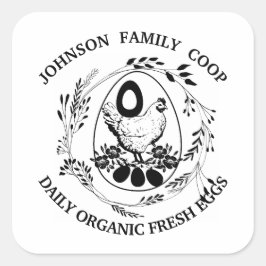 Adesivo Quadrado Fábrica de Fazendas da família russa Ovos frescos 