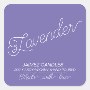 Adesivo Quadrado Fabricante de Velas Veganas de Soja Preta Lavanda