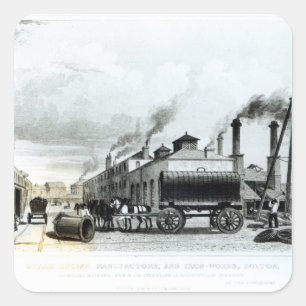 Adesivo Quadrado Fábricas de vapor e ferro