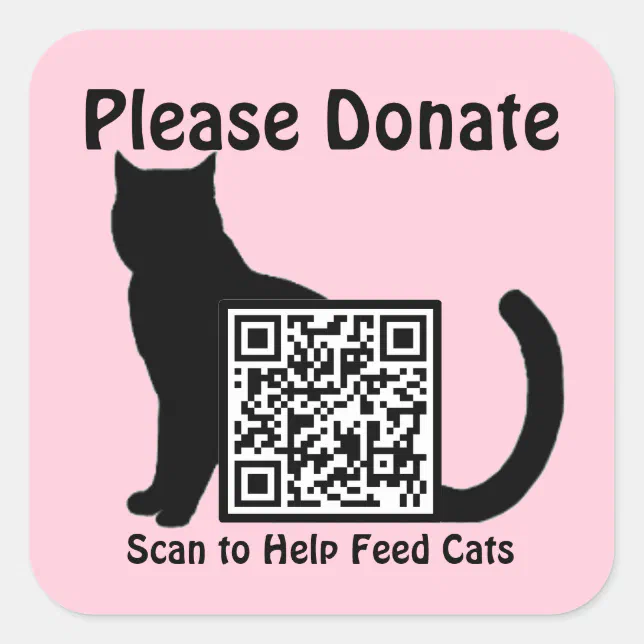 Adesivo Quadrado Faça uma doação do tema de Cat Code QR personaliza