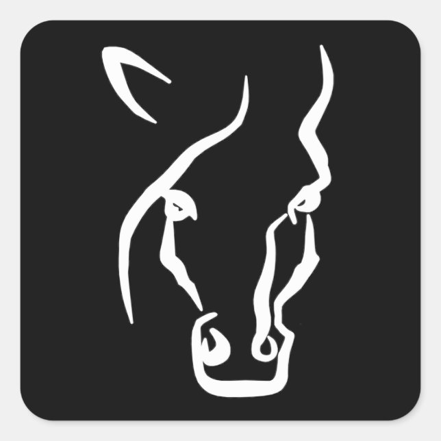 Adesivo Quadrado Face de Cavalo Branco (Frente)