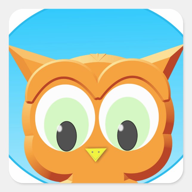 Adesivo Quadrado Face De Uma Pequena Coruja (Frente)