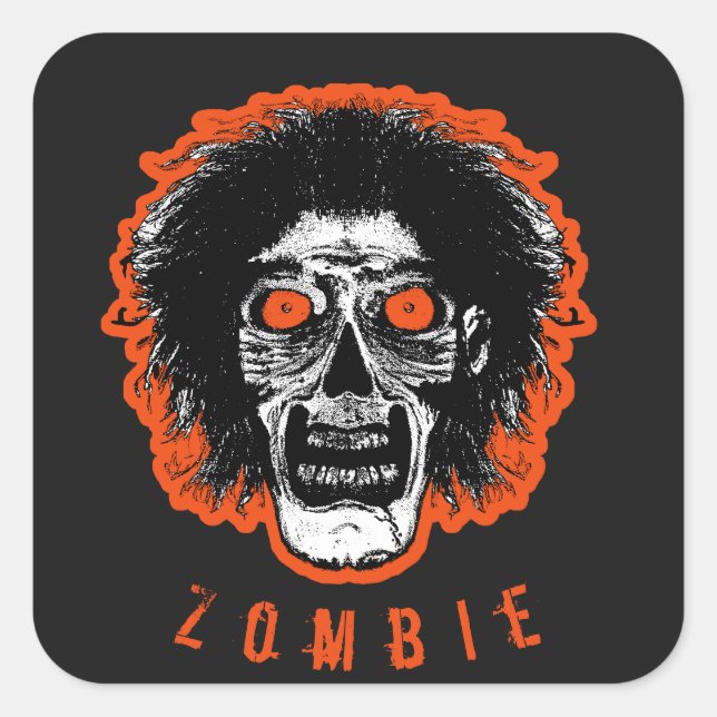 Adesivo Quadrado Face ZOMBIE - Cabelo Laranja (Frente)