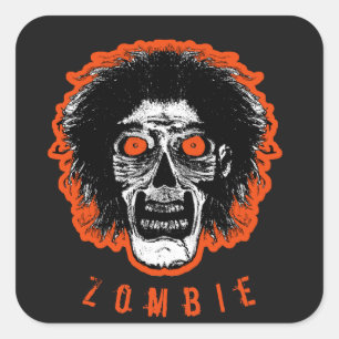 Adesivo Quadrado Face ZOMBIE - Cabelo Laranja