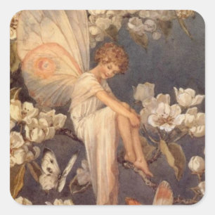 Adesivo Quadrado Fada da flor